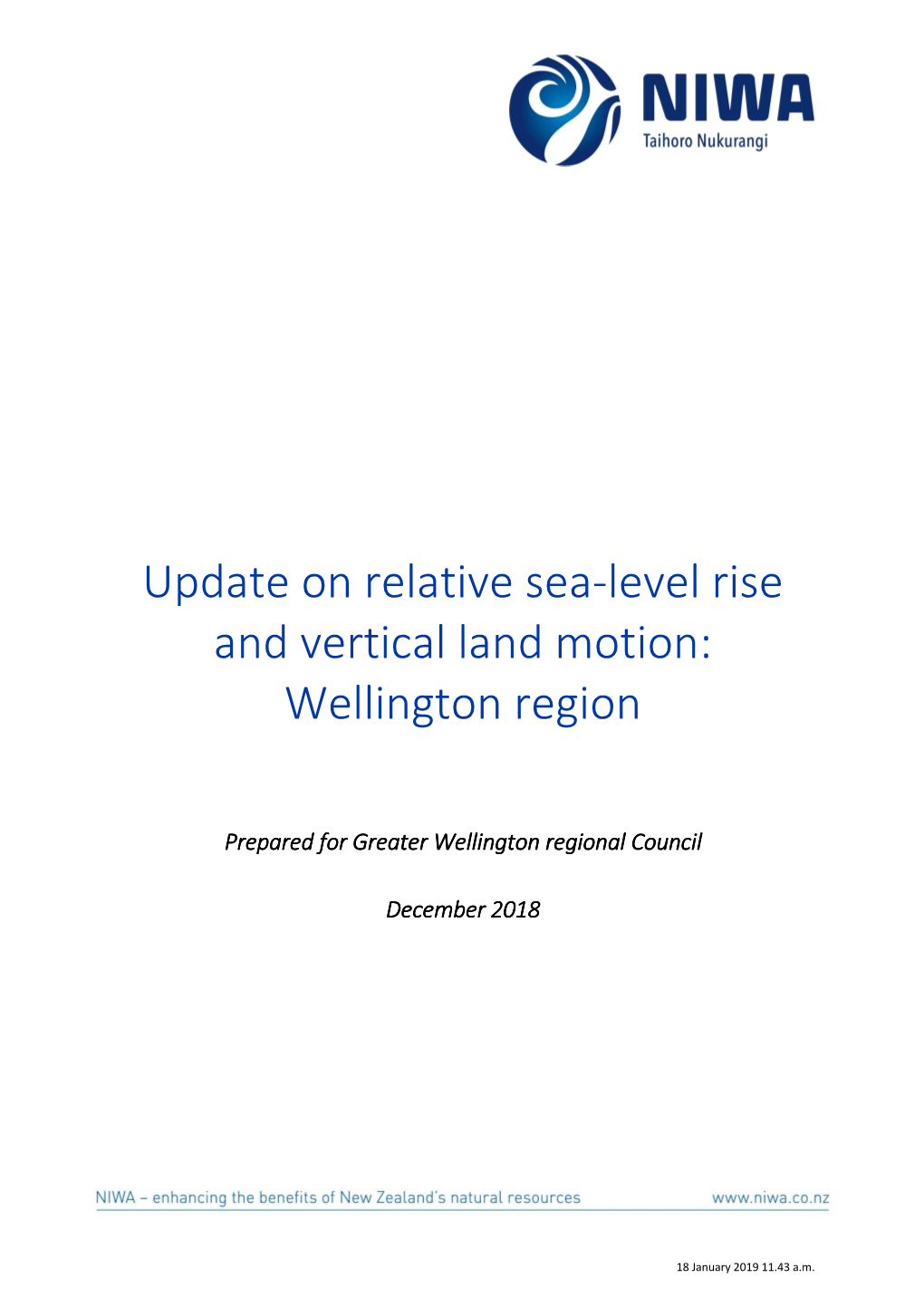 Update on Relative Sea-Level Rise and Vertical Land Motion: Wellington Region