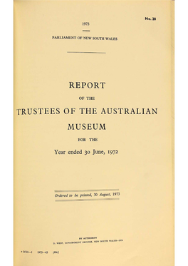REPORT 'Rrustees of the AUSTRALIAN MUSEUM