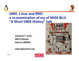 A Short UNIX History” Talk