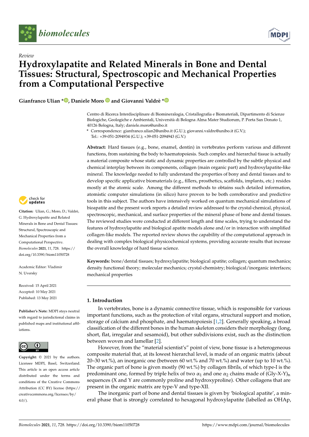 Hydroxylapatite and Related Minerals in Bone and Dental Tissues: Structural, Spectroscopic and Mechanical Properties from a Computational Perspective