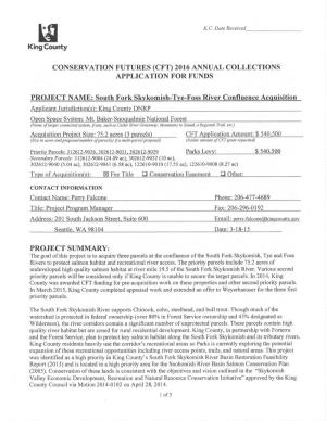 Conservatton Futures (Cft) 2016 Annual Collections Application for Funds