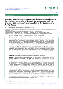 Metazoan Parasite Communities of Two Deep-Sea Elasmobranchs