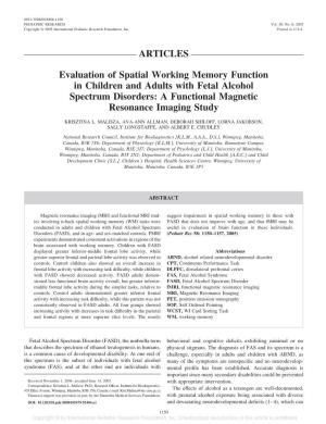 ARTICLES Evaluation of Spatial Working Memory Function