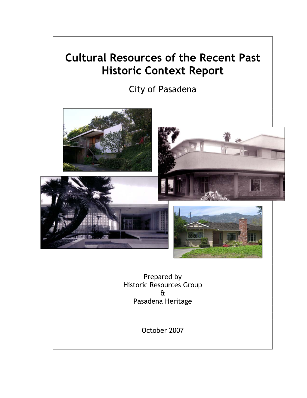 Recent Past Historic Context Report