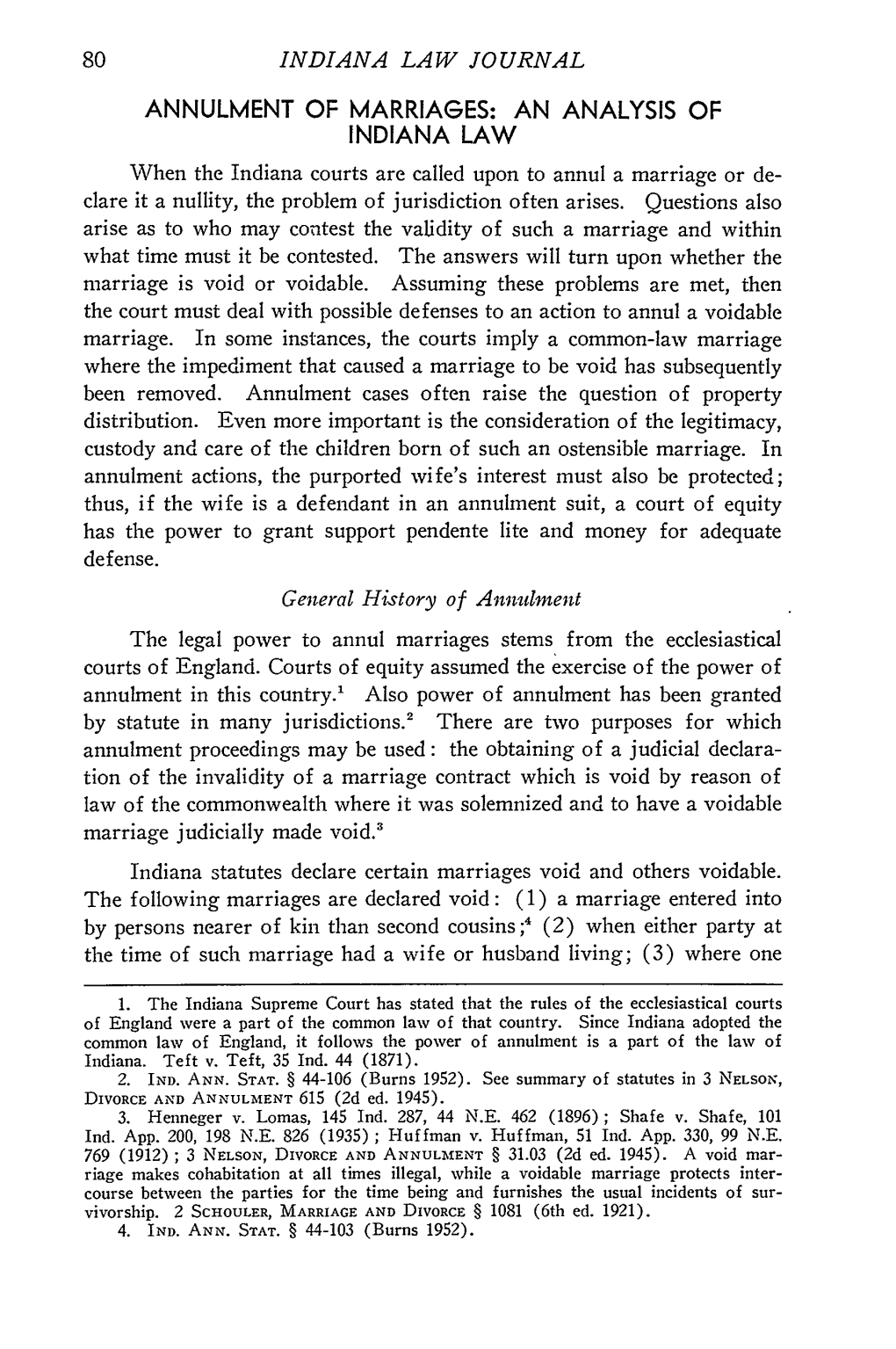 Annulment of Marriages: an Analysis of Indiana