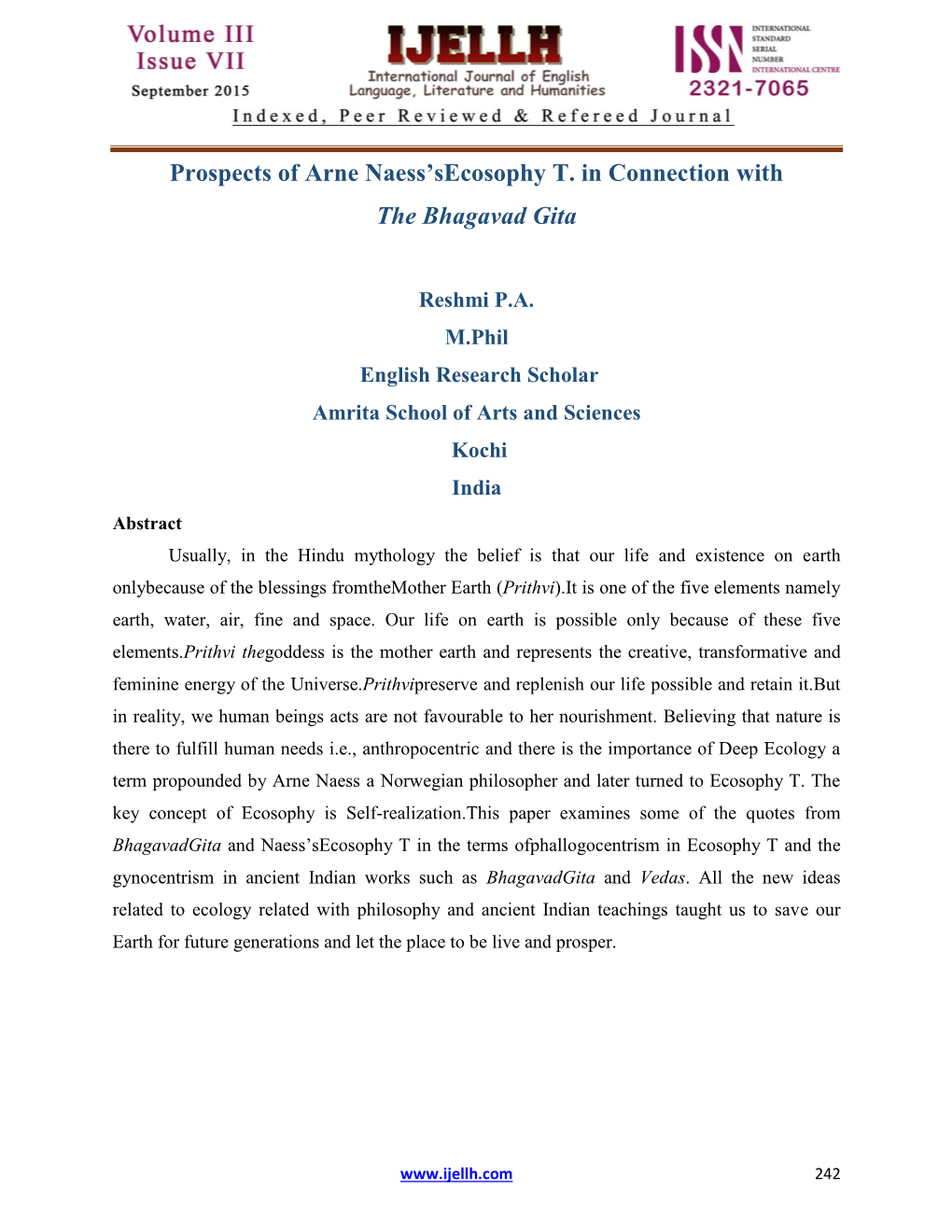 Prospects of Arne Naess'secosophy T. in Connection with The