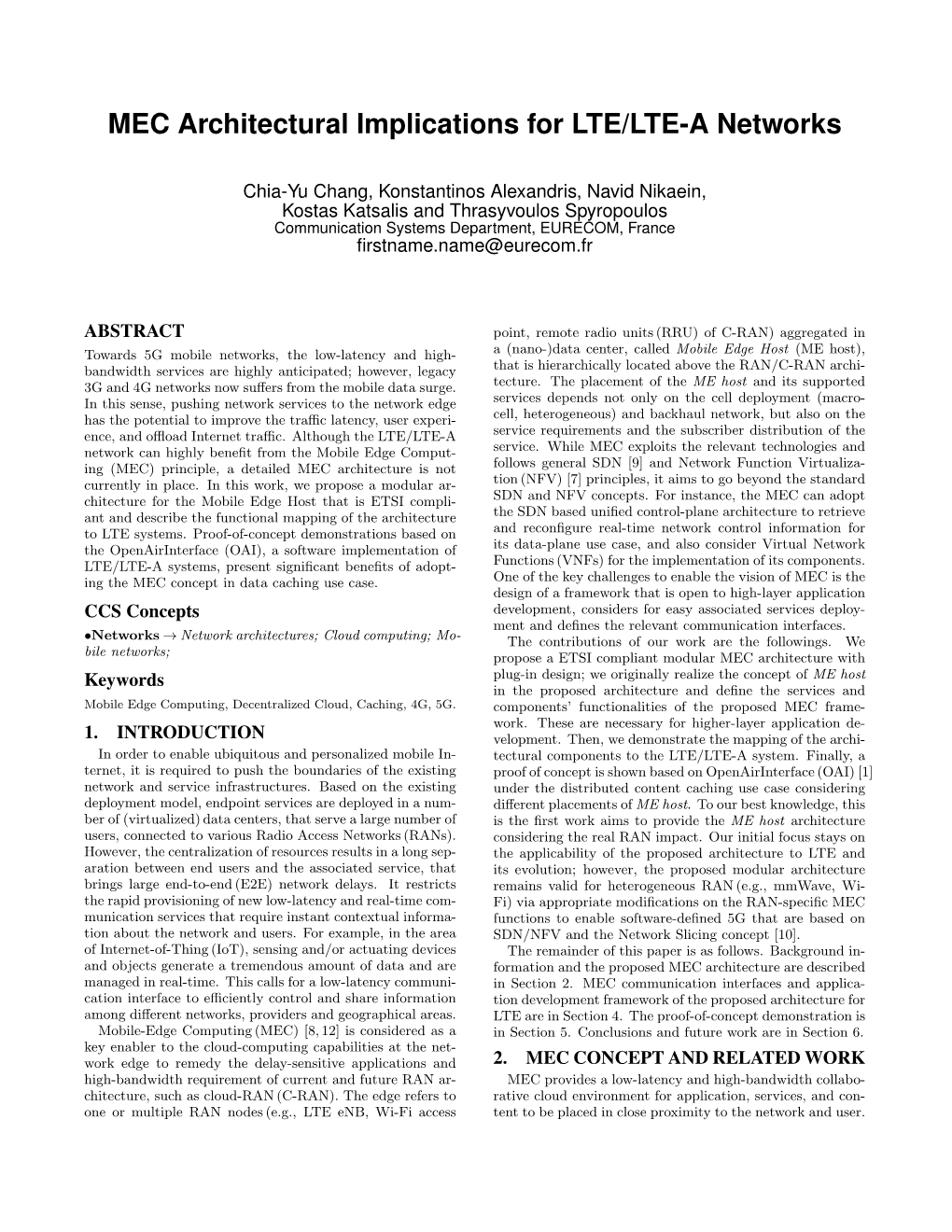 MEC Architectural Implications for LTE/LTE-A Networks