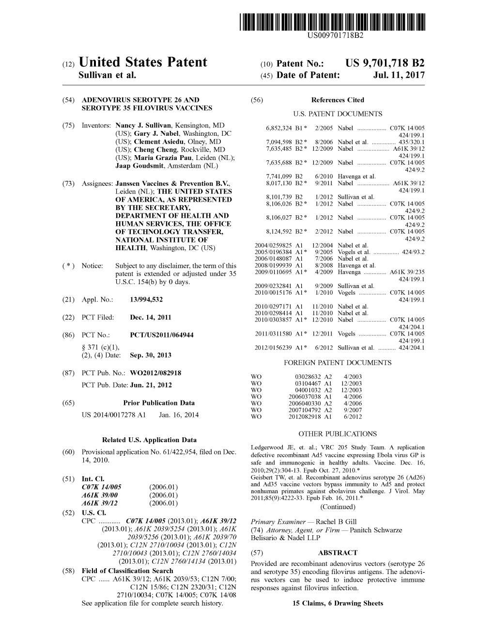 (12) United States Patent (10) Patent No.: US 9,701.718 B2 Sullivan Et Al