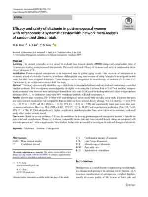 Efficacy and Safety of Elcatonin in Postmenopausal Women with Osteoporosis: a Systematic Review with Network Meta-Analysis of Randomized Clinical Trials