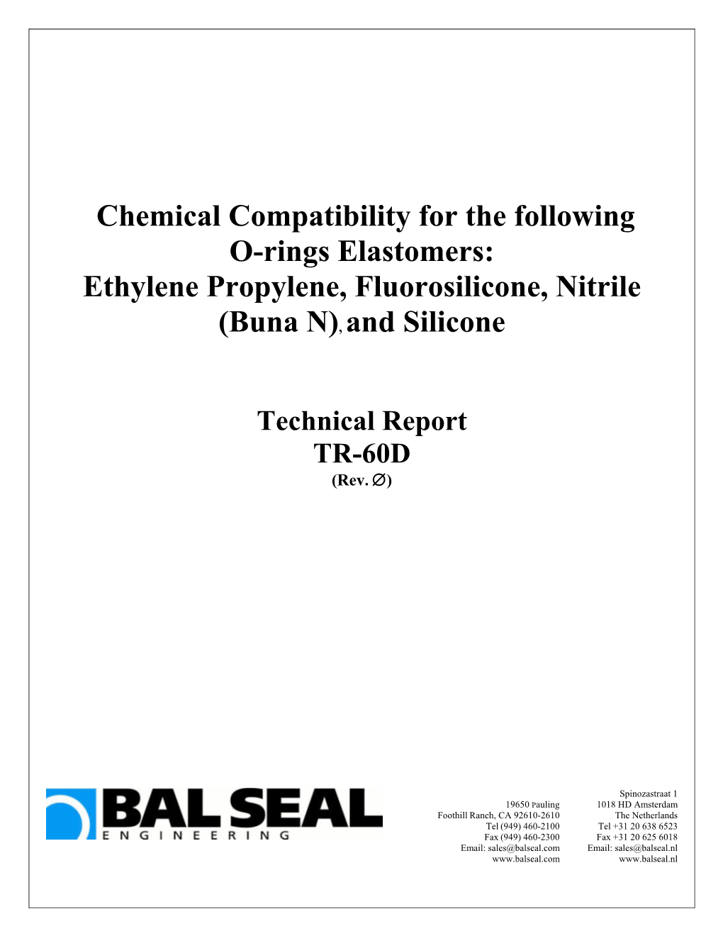 Chemical Compatibility Chart of Various Elastomer Materials Commonly