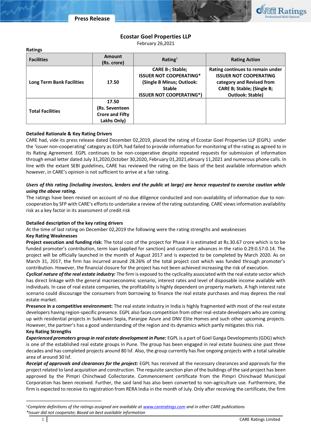 Press Release Ecostar Goel Properties