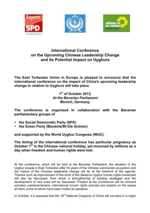 Annoucement International Conference on Uyghur 01.10.2012