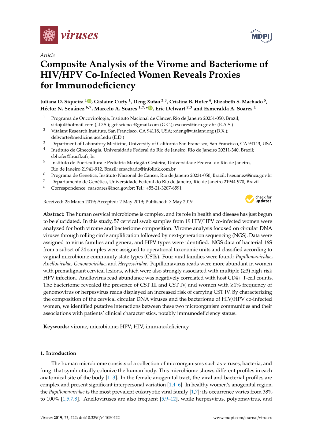 Composite Analysis of the Virome and Bacteriome of HIV/HPV Co-Infected Women Reveals Proxies for Immunodeﬁciency