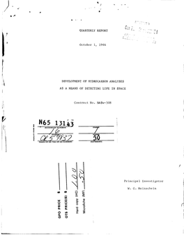 QUARTERLY REPORT October 1, 1964 DEVELOPMENT OF