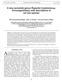 A New Nematode Genus Rugoster (Leptolaimina: Chronogastridae), with Descriptions of Six New Species