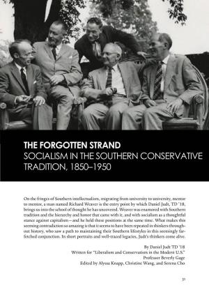 The Forgotten Strand Socialism in the Southern Conservative Tradition, 1850–1950
