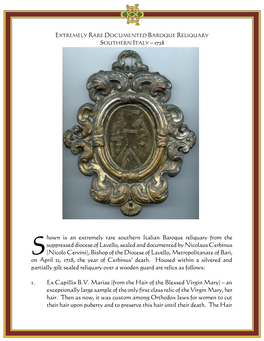 Shown Is an Extremely Rare Southern Italian Baroque Reliquary from The