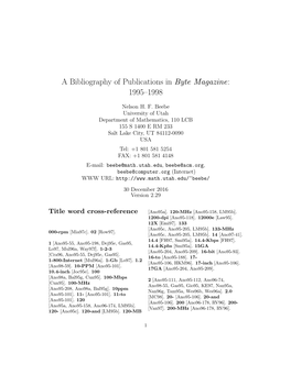 A Bibliography of Publications in Byte Magazine: 1995–1998