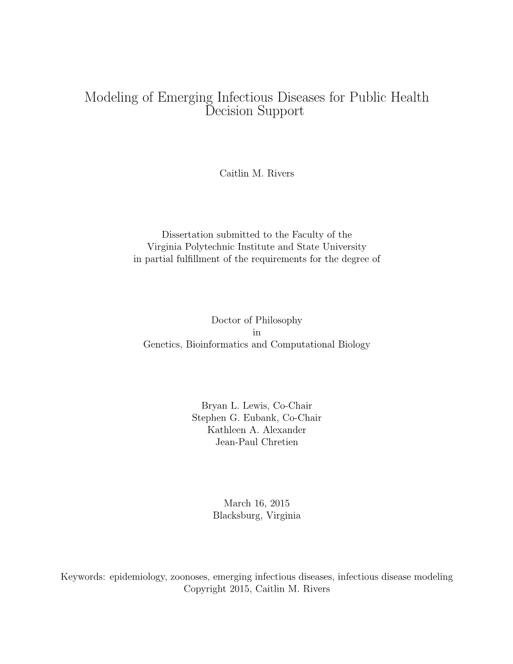 Modeling of Emerging Infectious Diseases for Public Health Decision Support