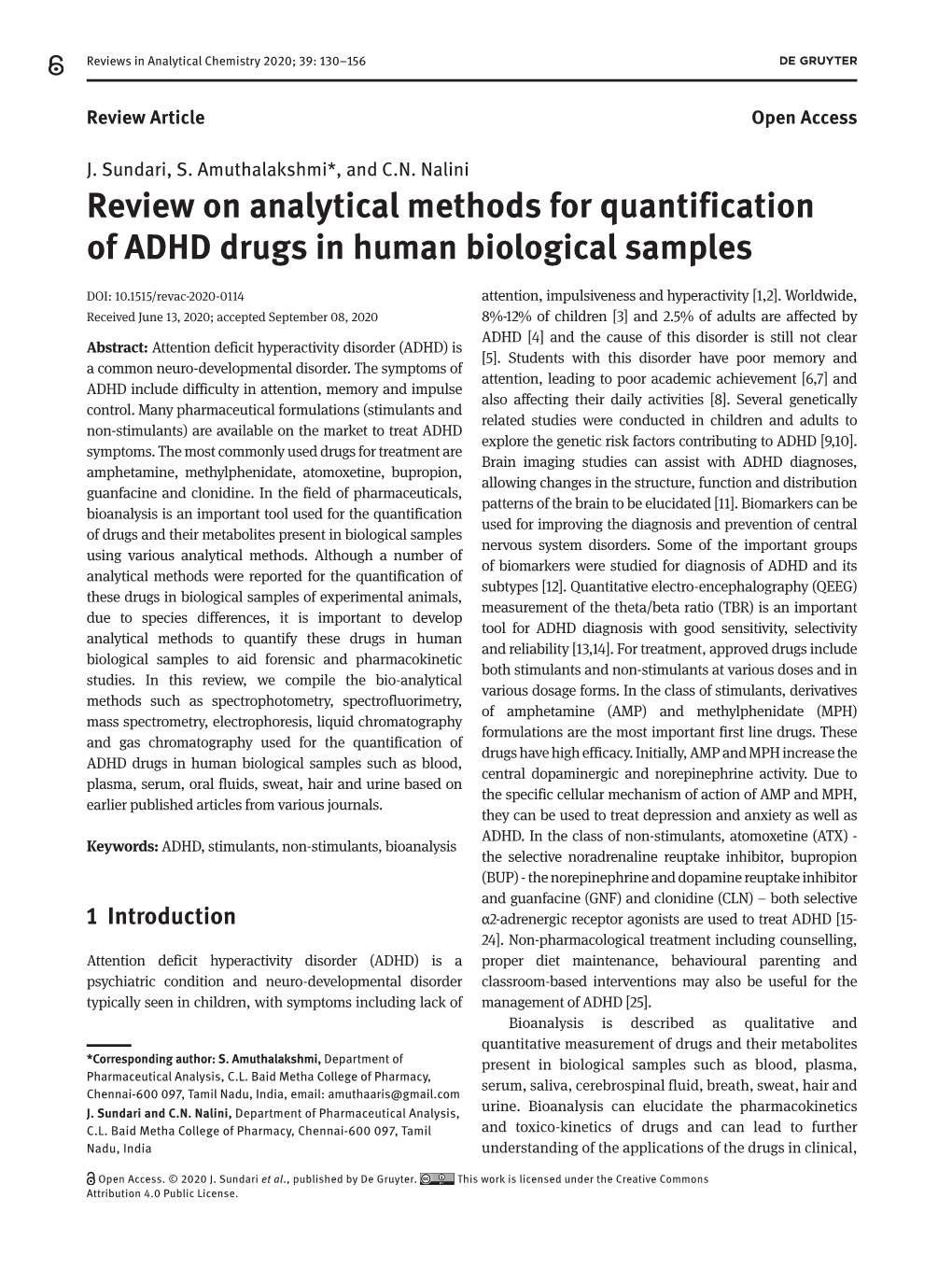 Review on Analytical Methods for Quantification of ADHD Drugs in Human Biological Samples