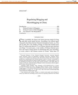 Regulating Blogging and Microblogging in China