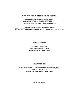 Biodiversity Assessment Protocol Assessmenty of Two Proposed Regional Flood Retention Areas State Land Corp