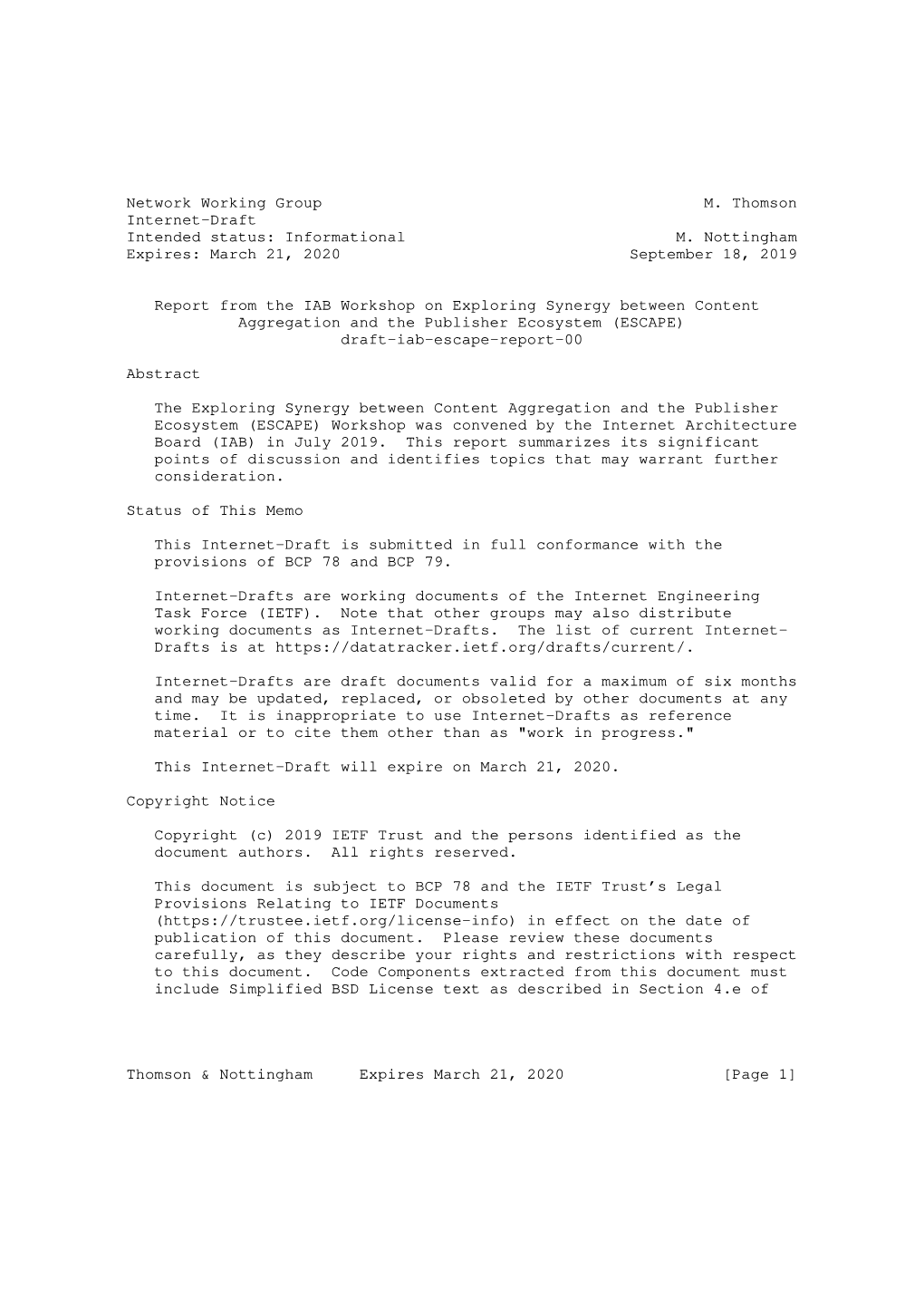 Network Working Group M. Thomson Internet-Draft Intended Status: Informational M