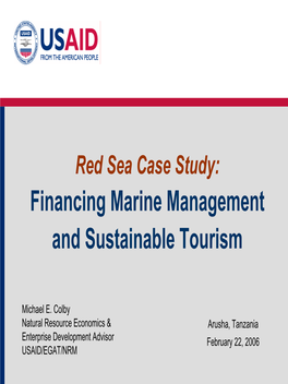 Red Sea Case Study: Financing Marine Management and Sustainable Tourism