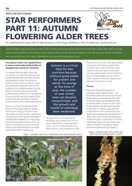 AUTUMN FLOWERING ALDER TREES Dr Linda Newstrom-Lloyd (Trees for Bees Botanist), and Dr Angus Mcpherson (Trees for Bees Farm Planting Adviser)