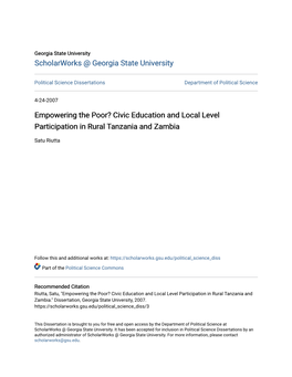 Civic Education and Local Level Participation in Rural Tanzania and Zambia
