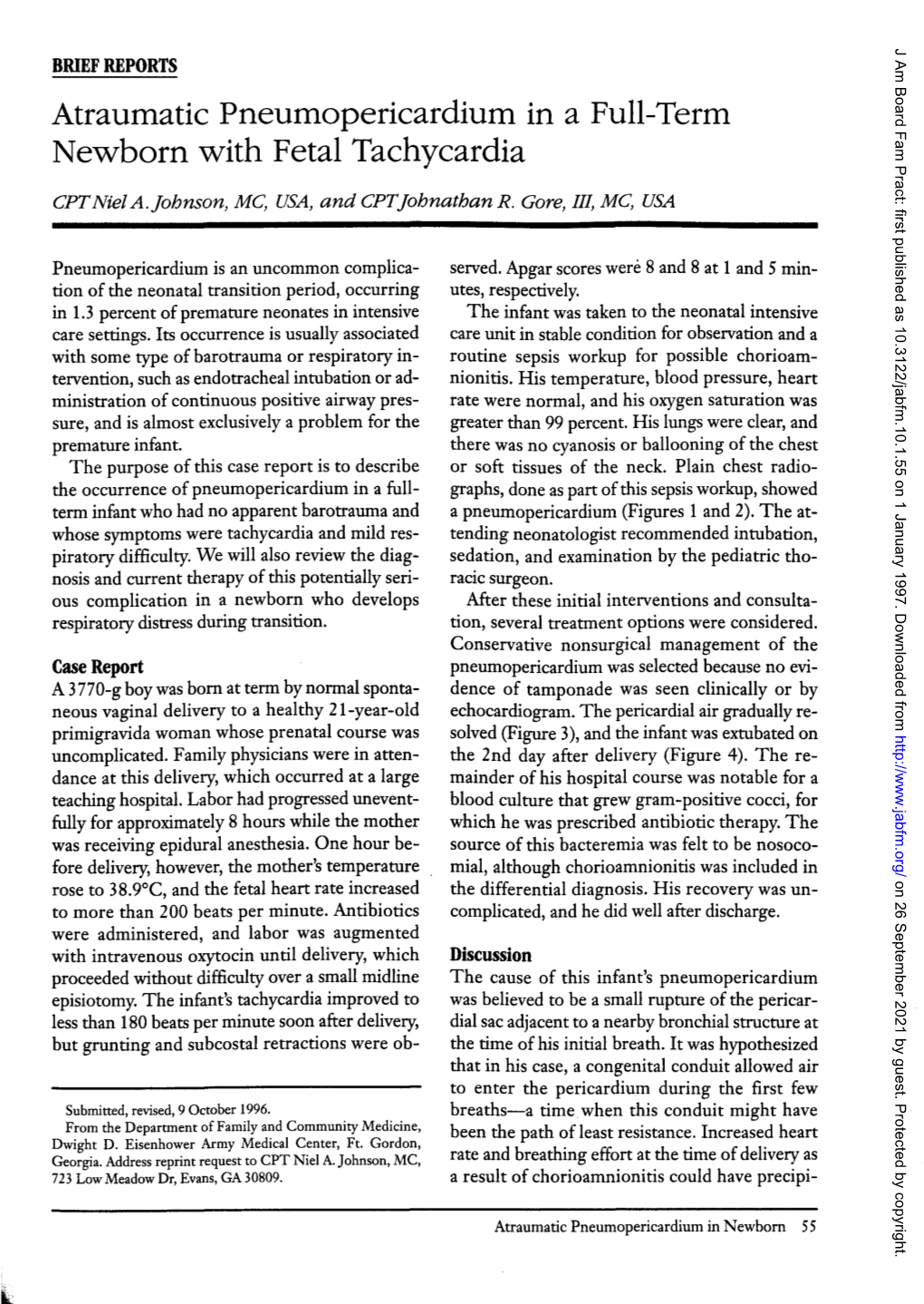 Atraumatic Pneumopericardium in a Full-Term Newborn with Fetal Tachycardia