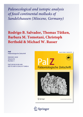 Paleoecological and Isotopic Analysis of Fossil Continental Mollusks of Sandelzhausen (Miocene, Germany)