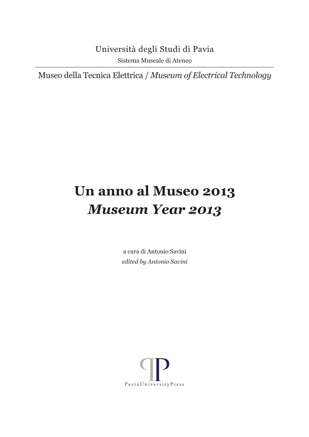 Un Anno Al Museo 2013 / Museum Year 2013, a Cura Di / Edited by Antonio Savini