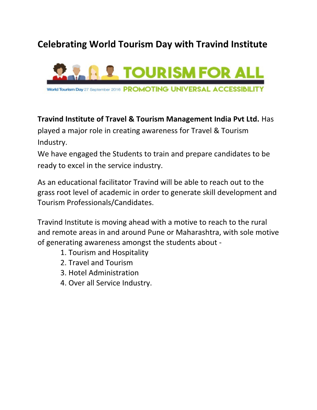 Celebrating World Tourism Day with Travind Institute