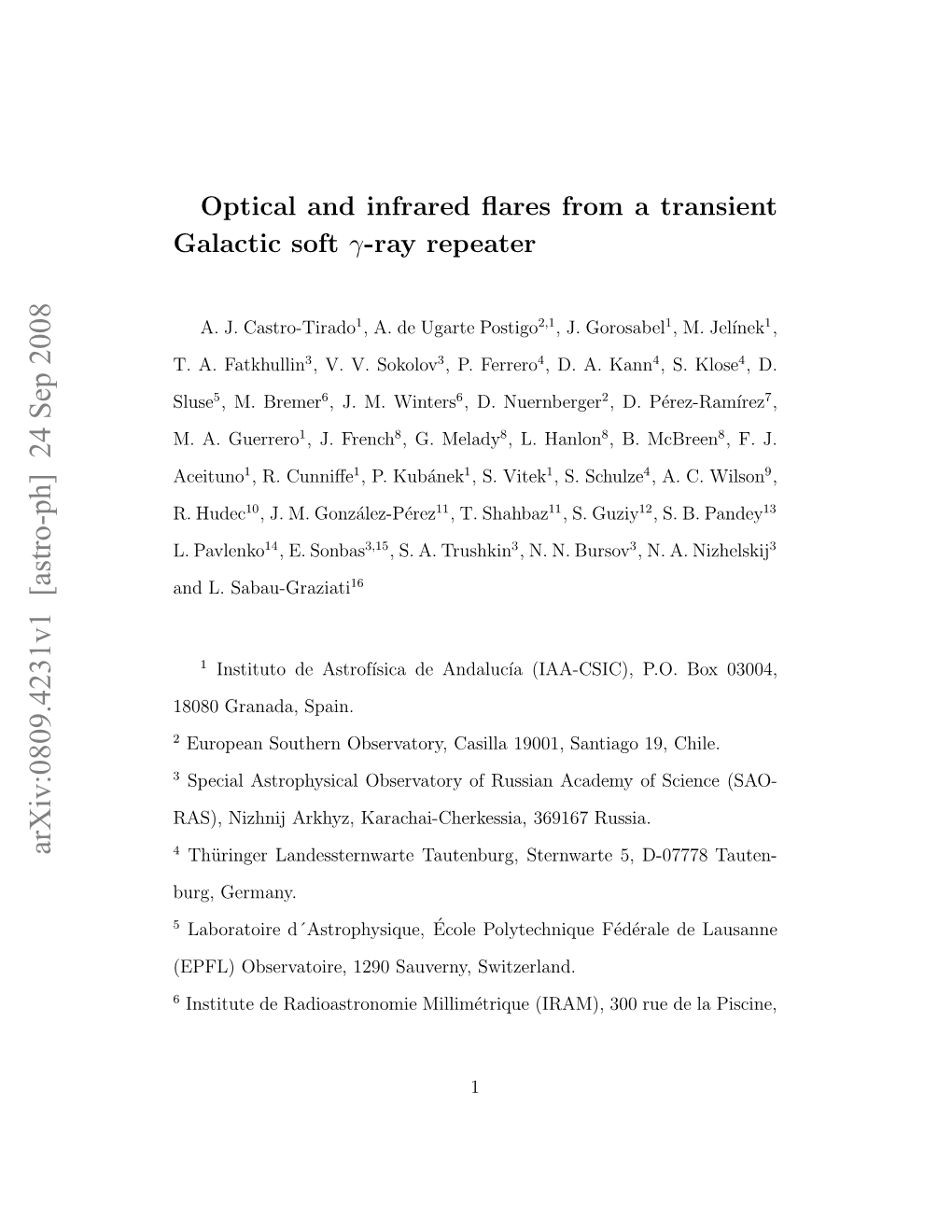 Optical and Infrared Flares from a Transient Galactic Soft Gamma-Ray