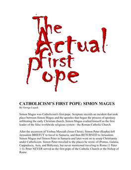 Catholicism's First Pope; Simon Magus