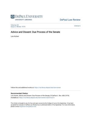 Advice and Dissent: Due Process of the Senate