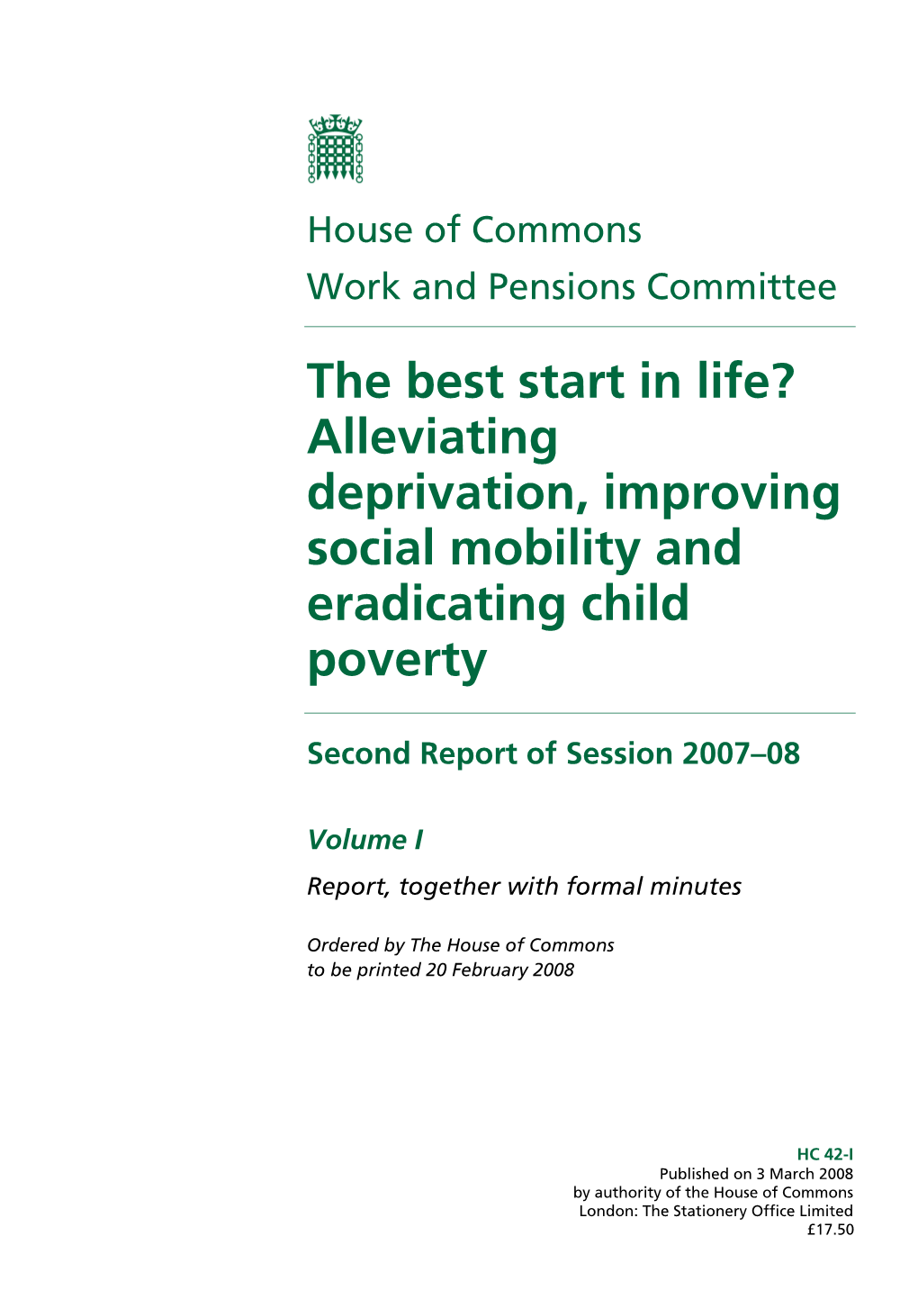 Deprivation, Improving Social Mobility and Eradicating Child Poverty