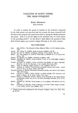 Taxation in Egypt Under the Arab Conquest