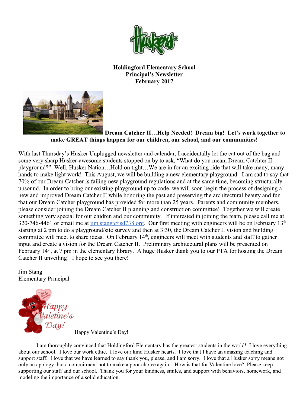 Holdingford Elementary School Principal S Newsletter February 2017