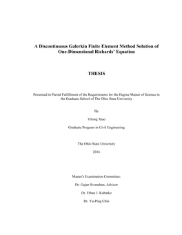 A Discontinuous Galerkin Finite Element Method Solution of One-Dimensional Richards’ Equation