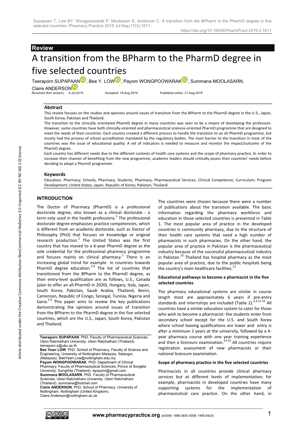 a-transition-from-the-bpharm-to-the-pharmd-degree-in-five-selected