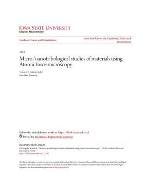 Micro/Nanotribological Studies of Materials Using Atomic Force Microscopy Srinath R