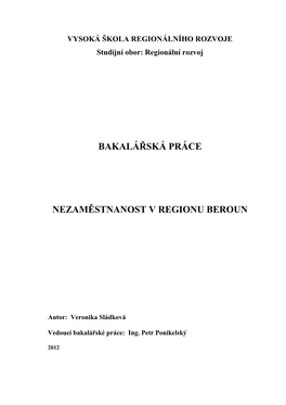 Bakalářská Práce Nezaměstnanost V Regionu