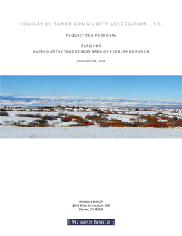 Mundus Bishop Proposal for Backcountry Wilderness Area