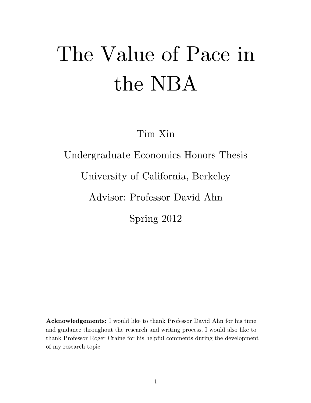 The Value of Pace in the NBA