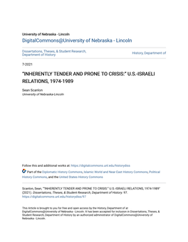 Â•Œinherently Tender and Prone to Crisis:Â•Š U.S.-Israeli Relations, 1974-1989