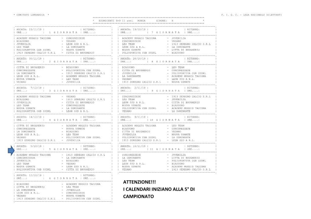 Calendari Esordienti 2008