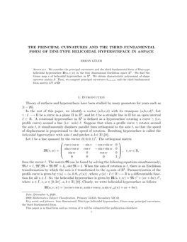 The Principal Curvatures and the Third Fundamental Form of Dini Type