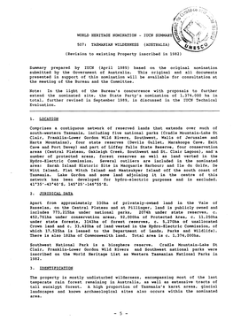 IUCN S07: TASMANIAN WILDERNESS (Revision to Existing